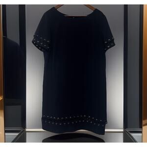 Tahari Arthur S Levine Classic Preppy Navy Sheath Midi Dress Sz 14 Nautical